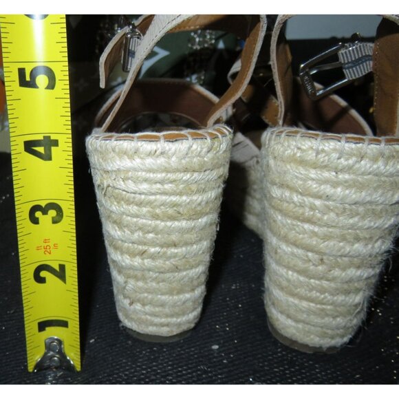 Franco Sarto Takara Tan Espadrille Leather Upper Platform Wedge Sandal sz 8.5 - Picture 5 of 11